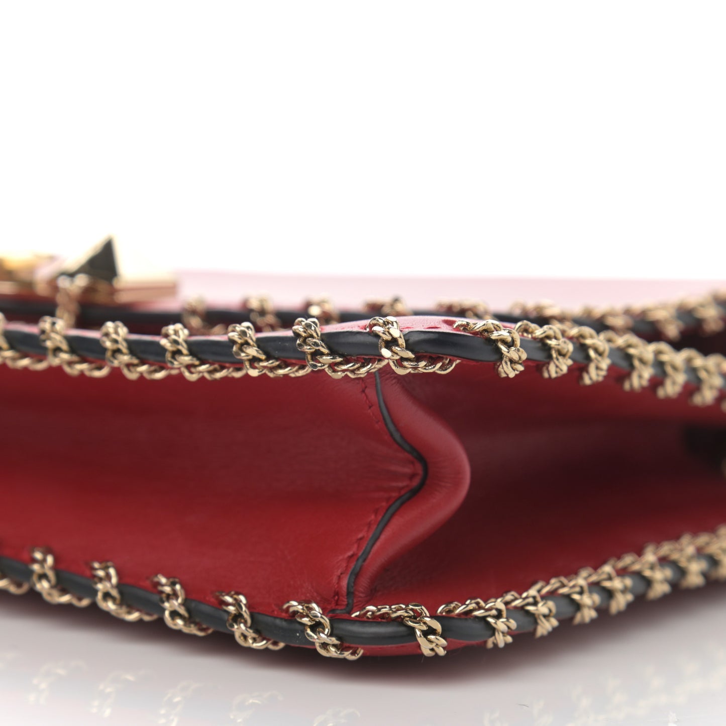 Vitello Groumette Small Rockstud Demilune Shoulder Bag Rosso Valentino