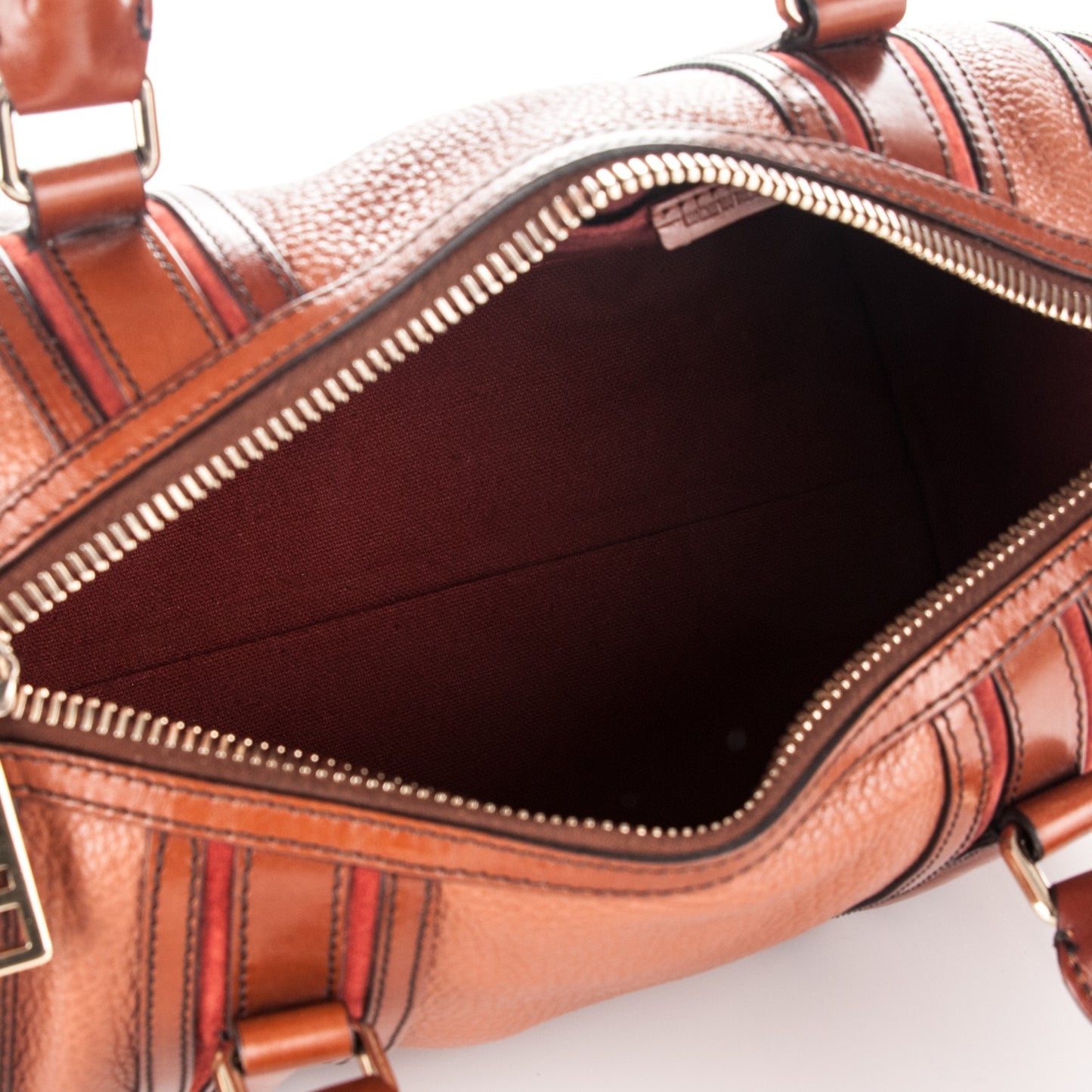 Grainy Calfskin Medium Alchester Bowling Bag Brown