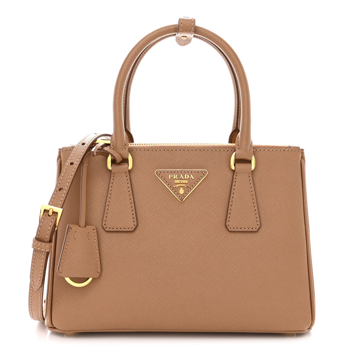 Prada Saffiano Small Galleria Double Zip Tote Caramel 1 of 14