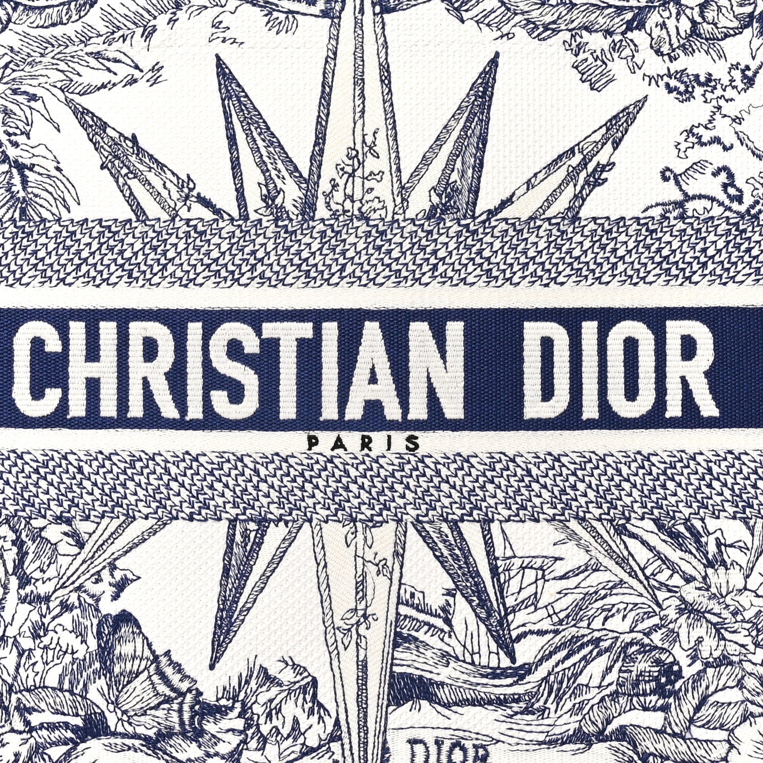 Christian Dior Canvas Embroidered Medium Reve d'Infini Book Tote Blue 7 of 9