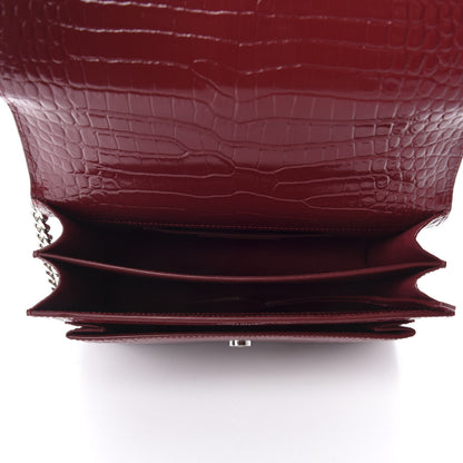 Saint Laurent Calfskin Crocodile Embossed Medium Monogram Sunset Palissandre 5 of 10