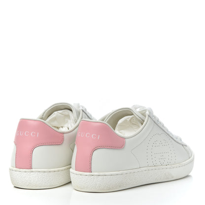 Gucci Calfskin Interlocking G Perforated Womens Ace Sneakers 35 White Wild Rose 4 of 14