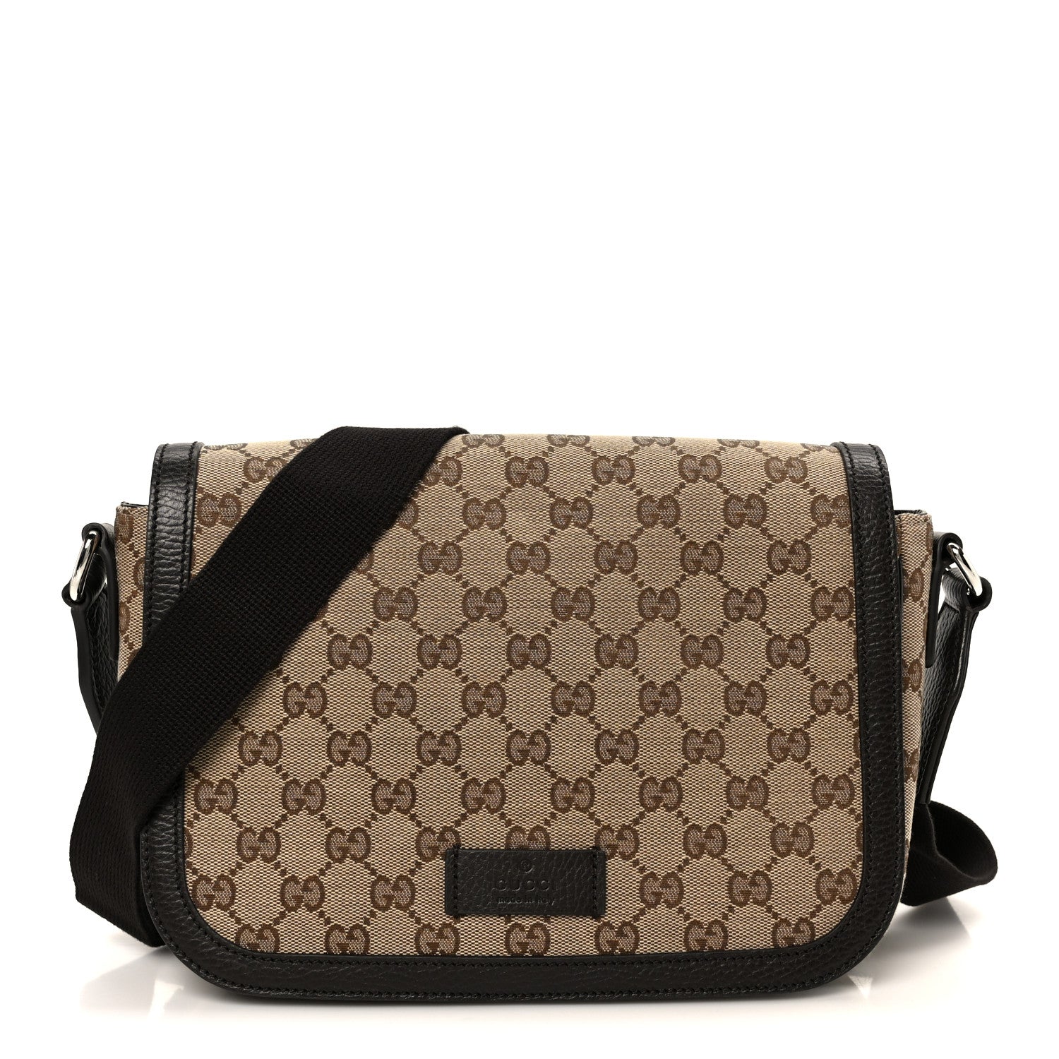 Gucci Monogram Flap Messenger Bag Beige Dark Brown 1 of 11