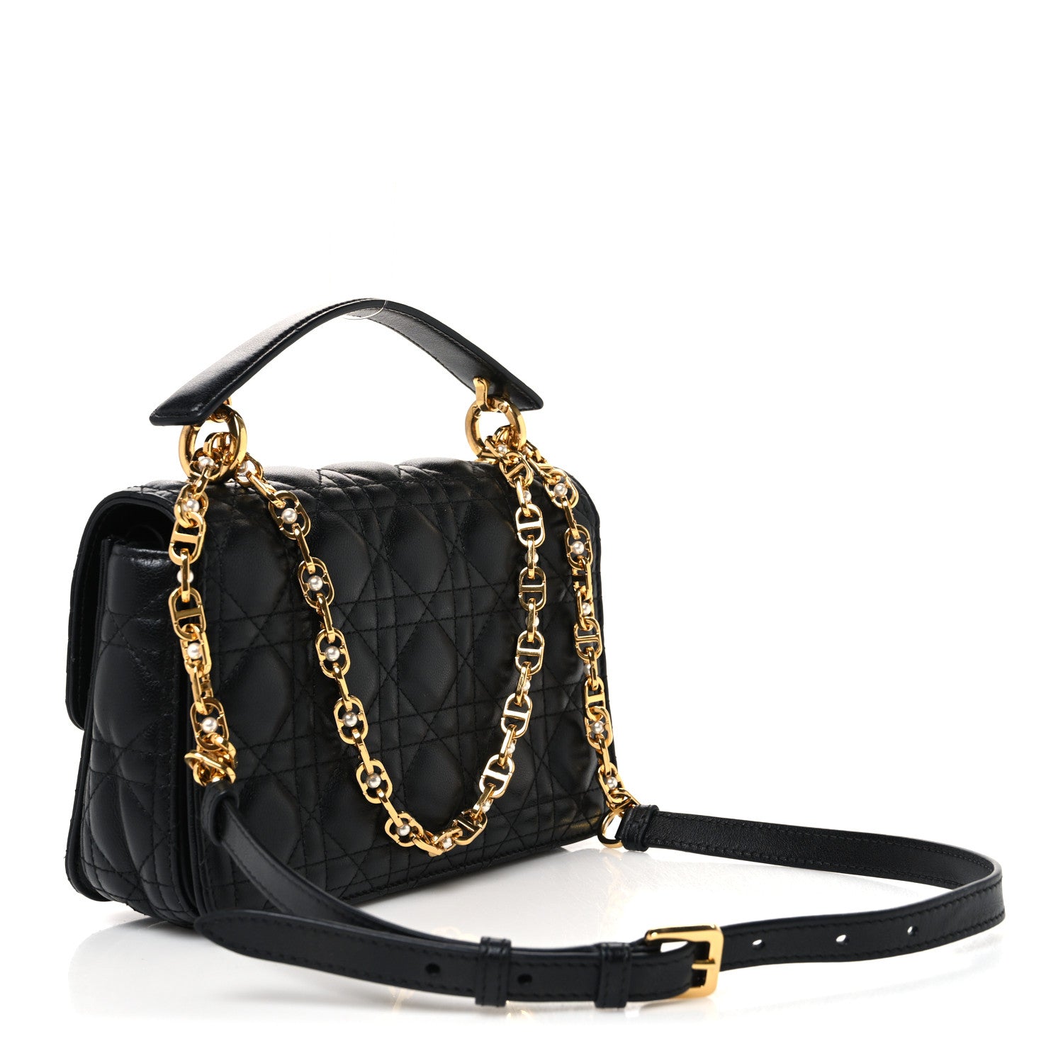 Christian Dior Calfskin Cannage Small Dior Jolie Top Handle Black 3 of 12