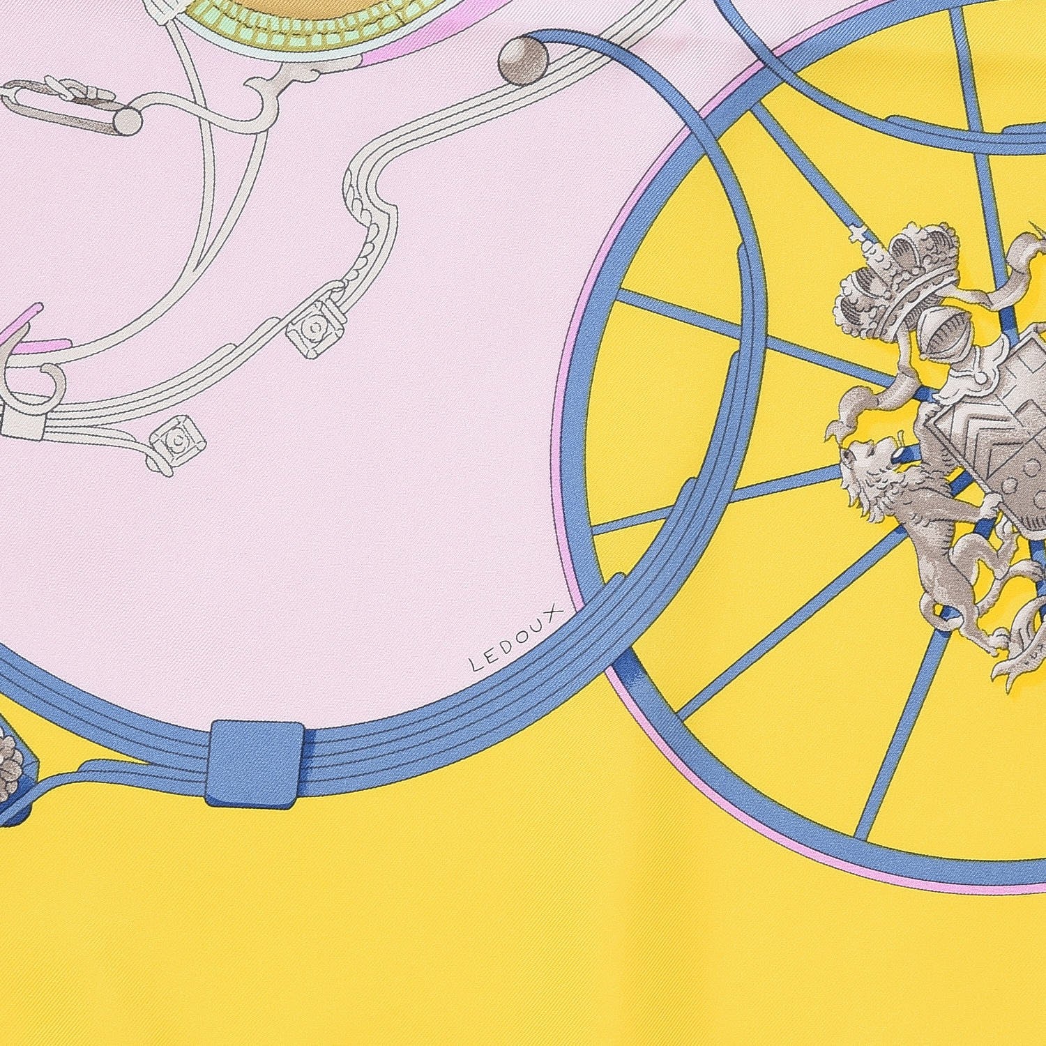 Hermes Silk Springs Scarf 90 Jaune Citron Parme Blanc 4 of 7