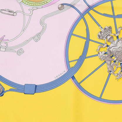 Hermes Silk Springs Scarf 90 Jaune Citron Parme Blanc 4 of 7
