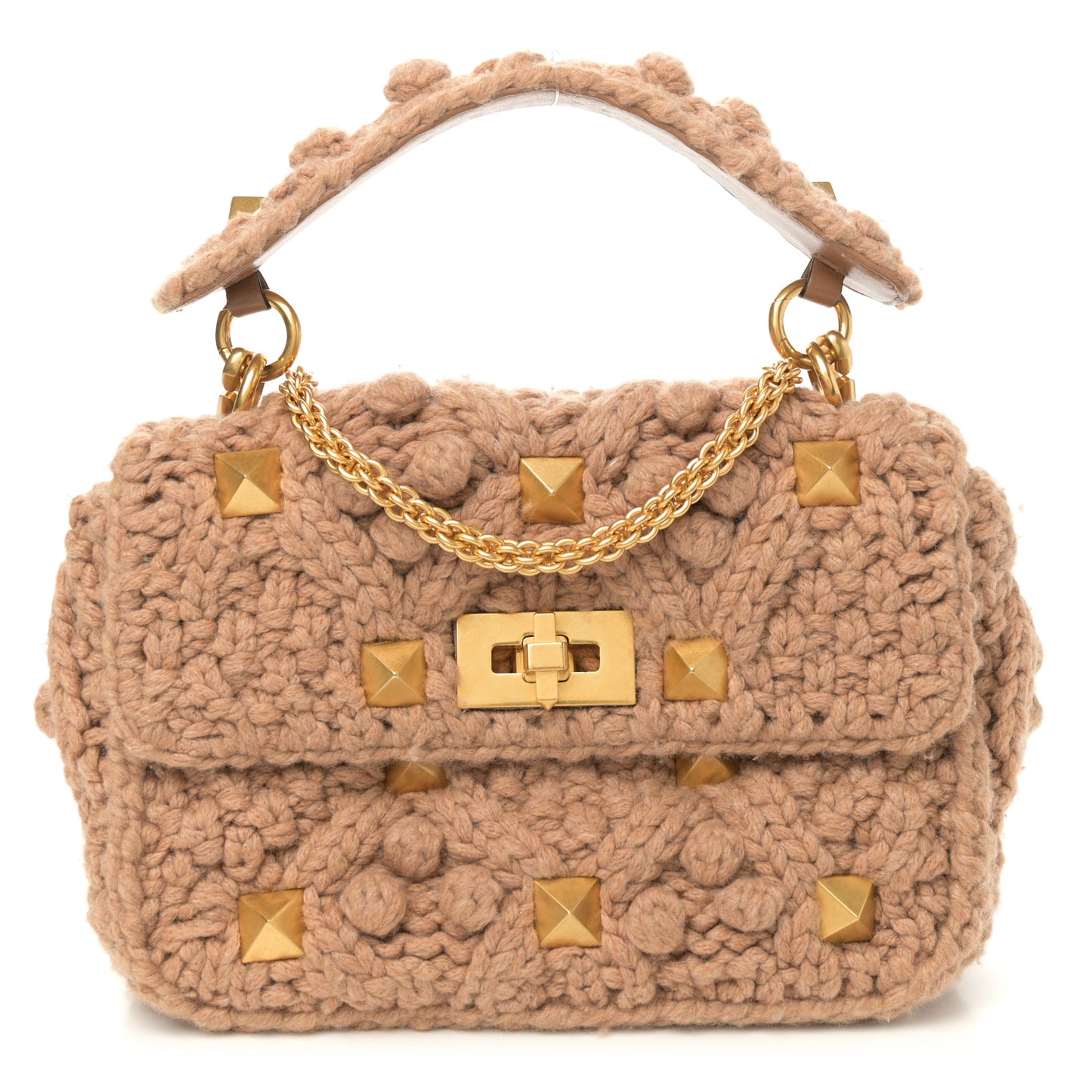 Cashmere Medium Roman Stud Shoulder Bag Brown