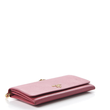 Prada Saffiano Metal Oro Chain Wallet Peonia 4 of 10