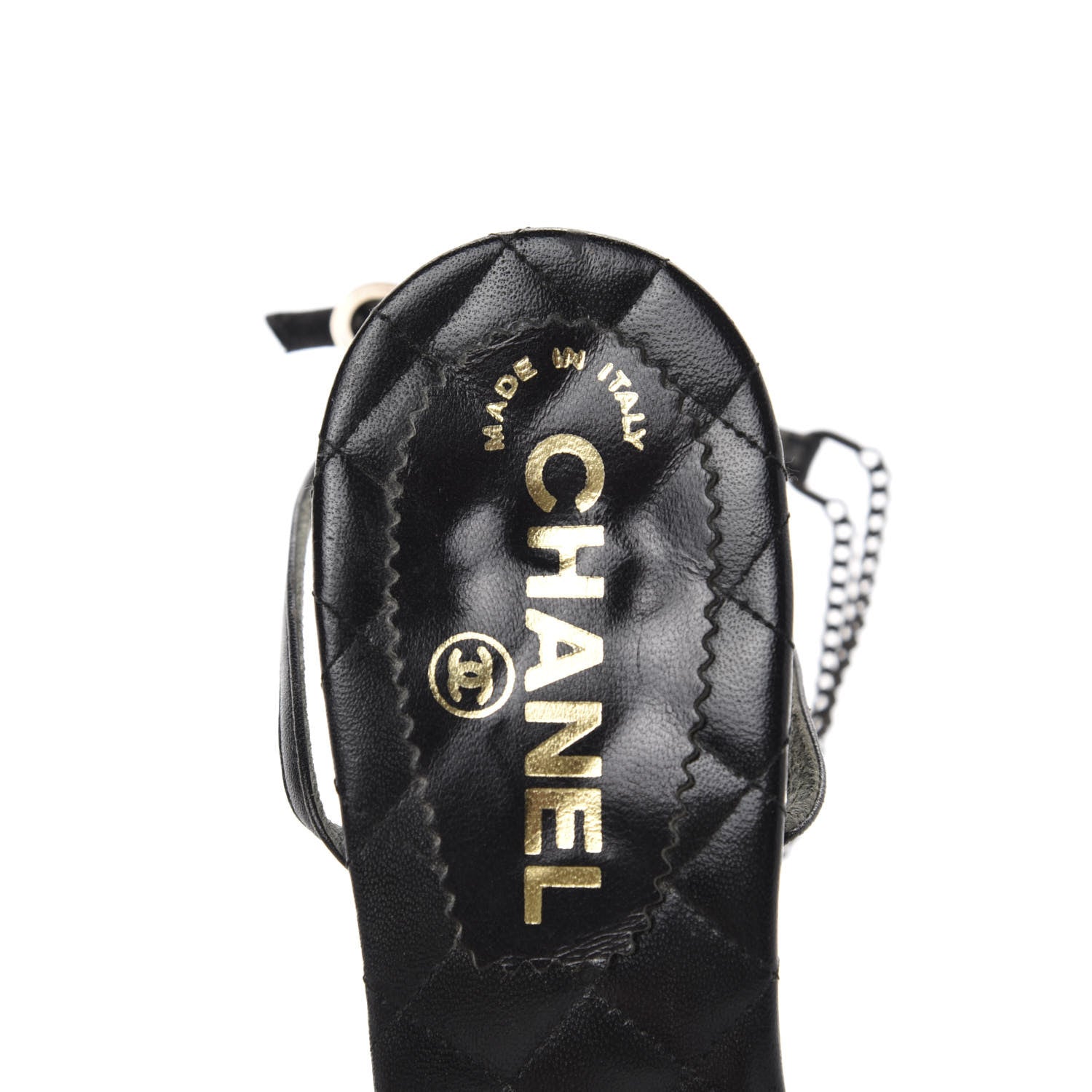 Chanel Lambskin Patent Cap Toe CC Slingback Heels 36.5 Black 8 of 9