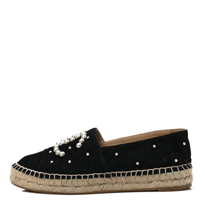 Chanel Suede Pearl CC Espadrilles 37 Black 1 of 8