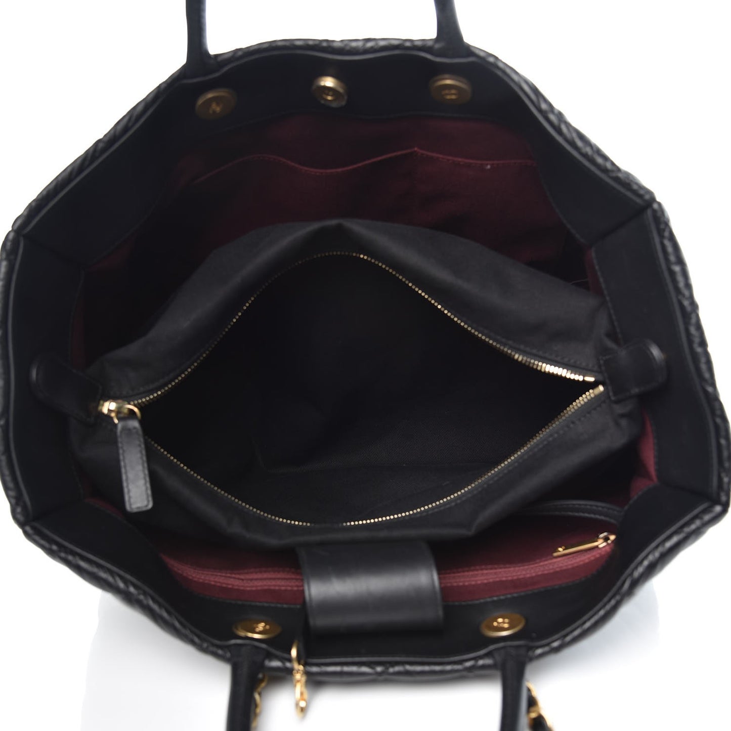 Aged Calfskin Quilted Large Coco Handle Shopping Tote Black