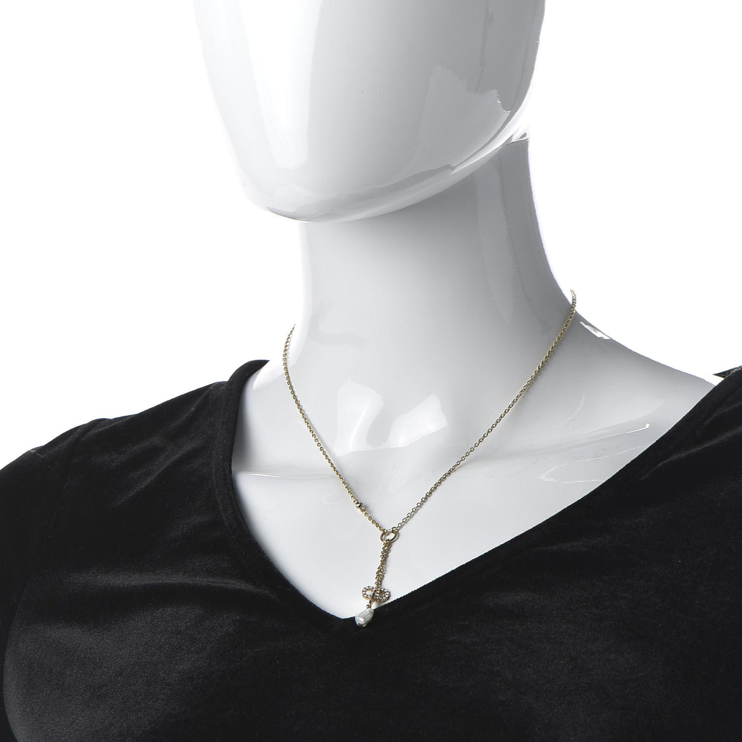 Crystal Pearl Shiny-D Tribal Long Necklace Gold