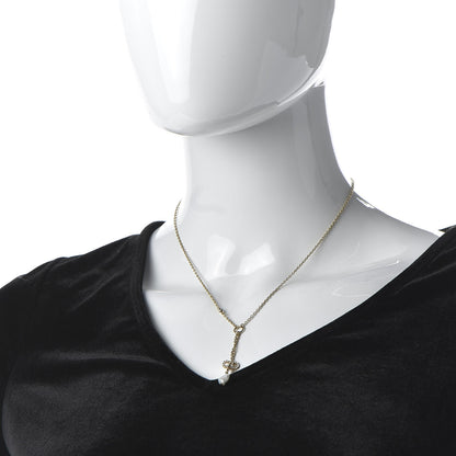 Christian Dior Crystal Pearl Shiny-D Tribal Long Necklace Gold 2 of 7