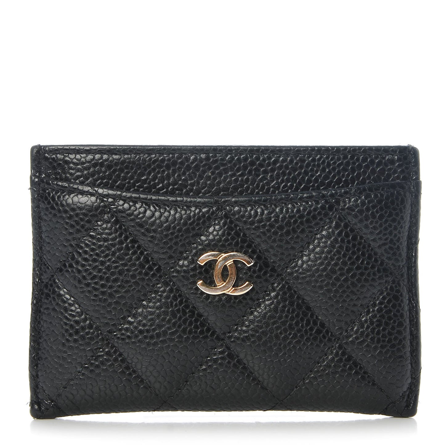 Caviar Quilted Card Holder Black