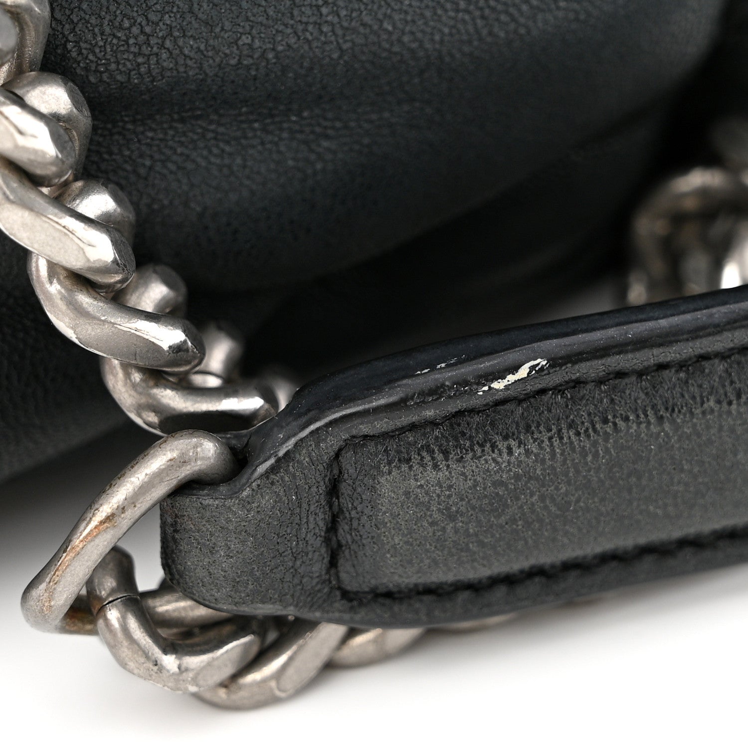Saint Laurent SAINT LAURENT Lambskin Quilted Medium Loulou Puffer Monogram Chain Satchel Black 12 of 13