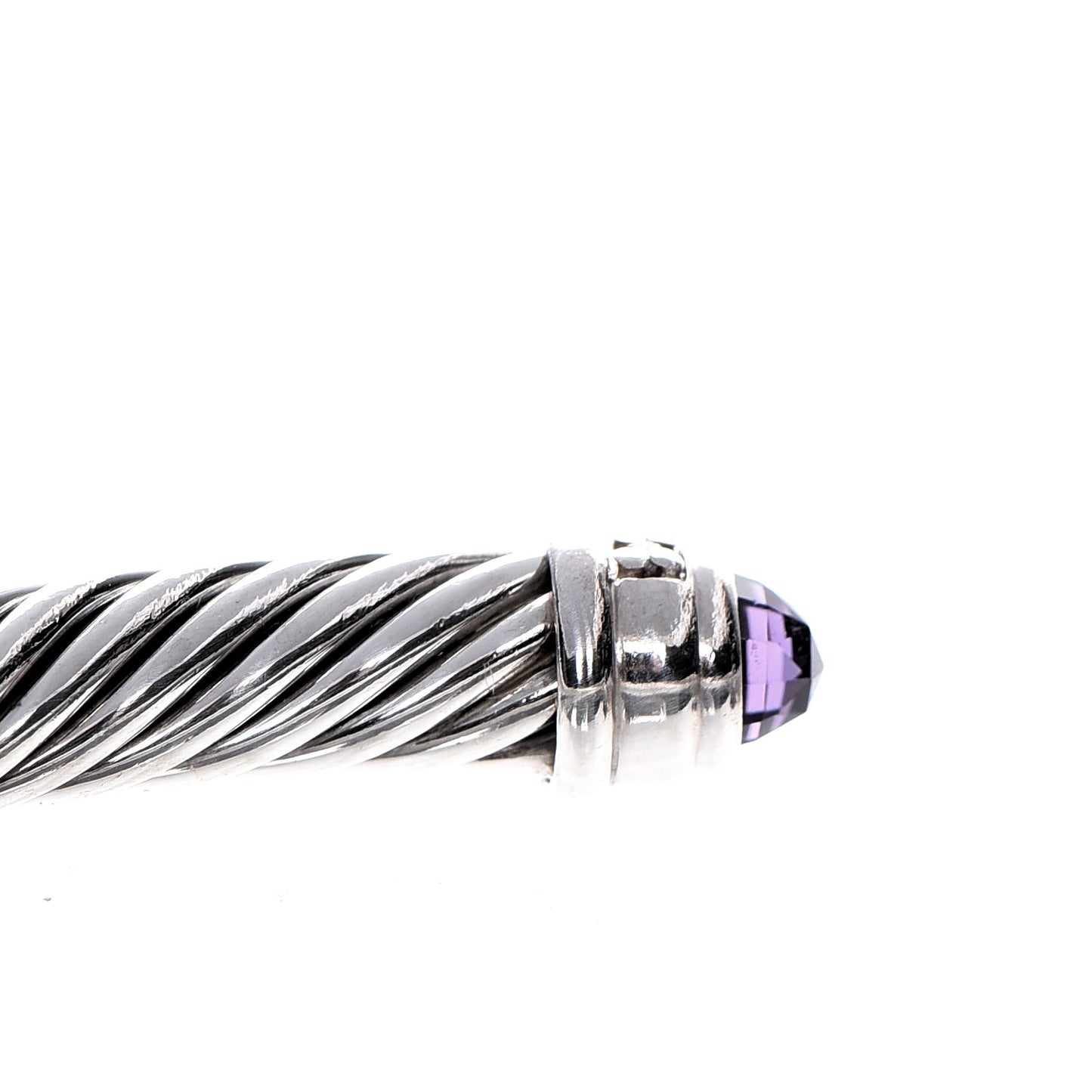 Sterling Silver Diamond Amethyst 5mm Cable Classics Bracelet