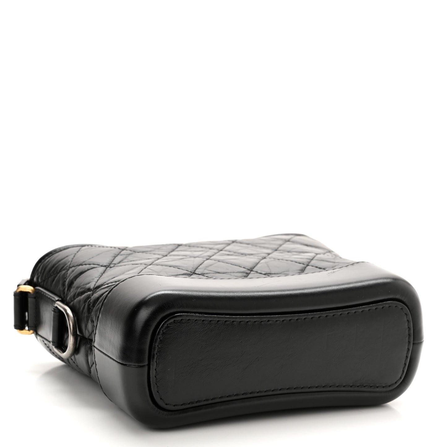 Aged Calfskin Quilted Small Gabrielle Hobo Black