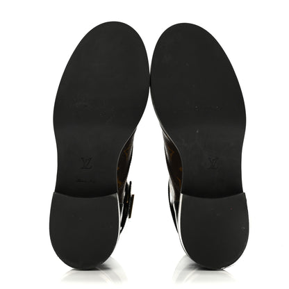 Louis Vuitton Calfskin Monogram Wonderland Flat Ranger Boots 38 Black 5 of 11