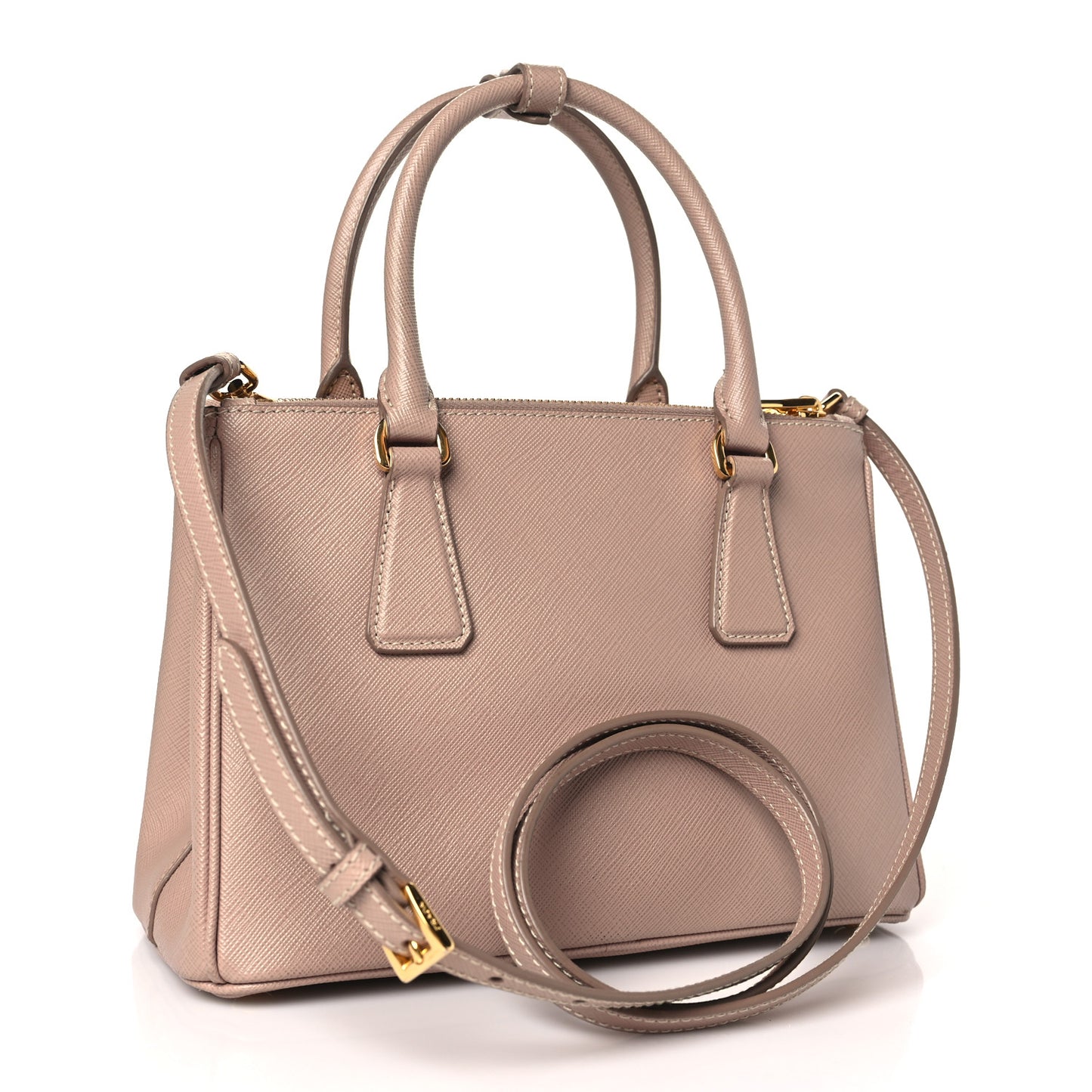 Saffiano Mini Galleria Double Zip Tote Cipria