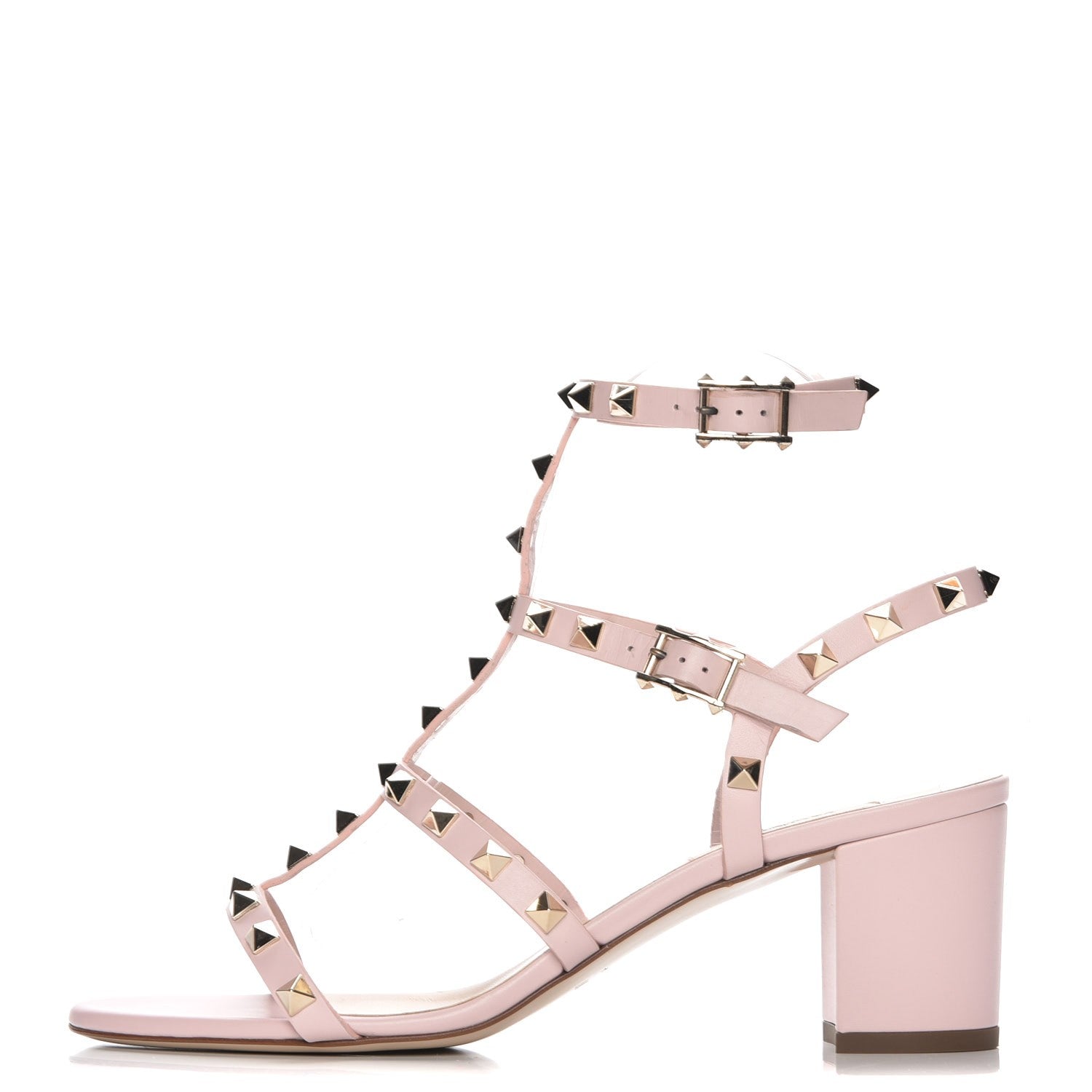 Valentino Garavani Calfskin Rockstud 60mm City Sandals 39 Water Rose 1 of 8