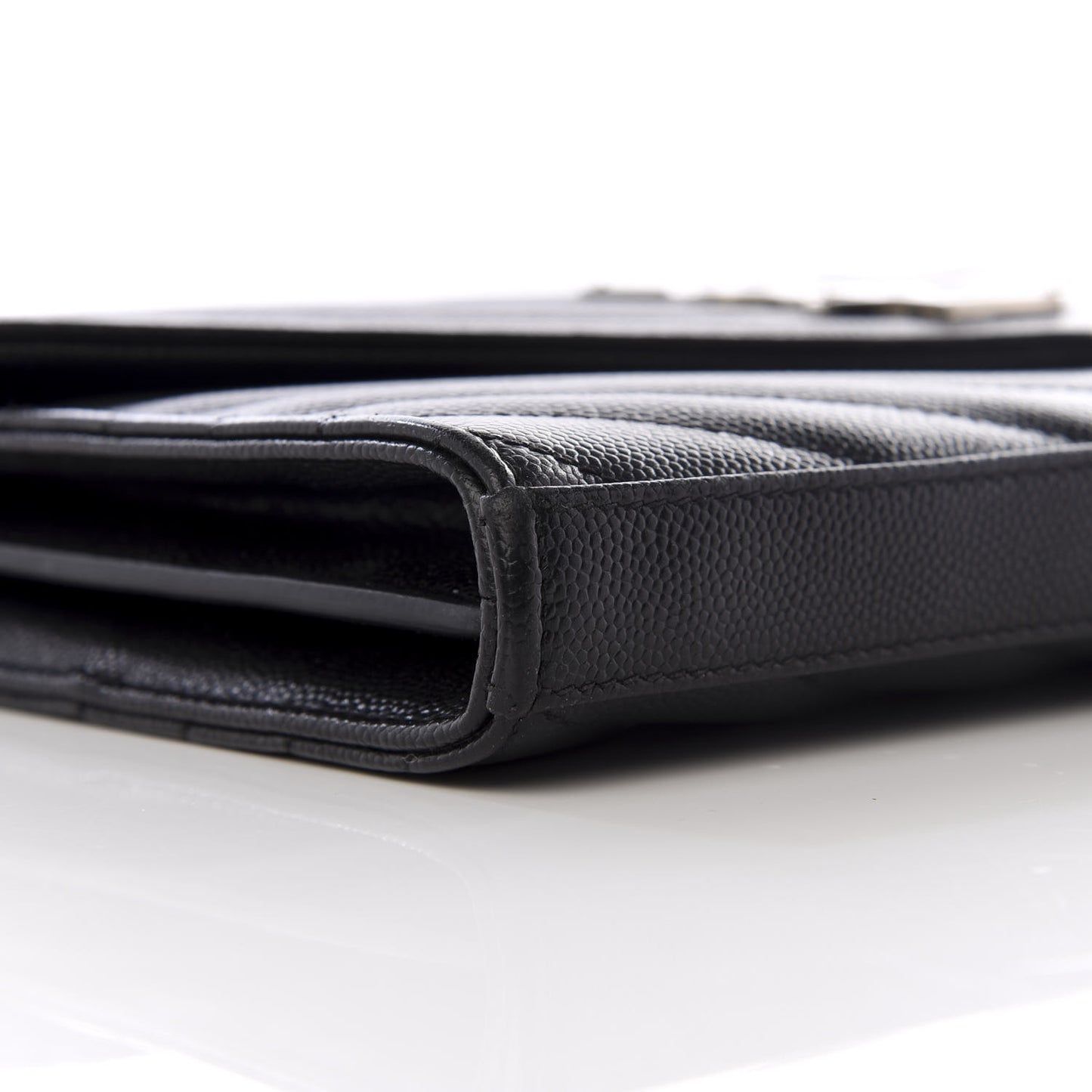 Grain De Poudre Matelasse Chevron Monogram Chain Wallet Black