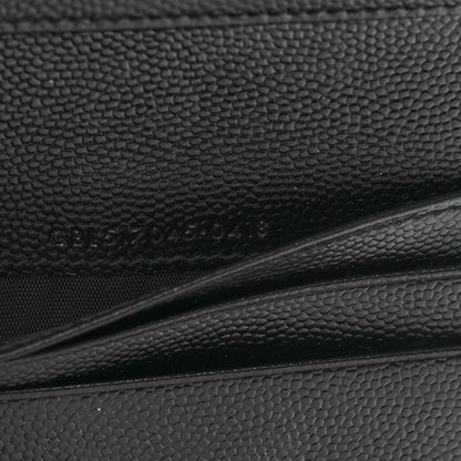 Saint Laurent Grain De Poudre Matelasse Chevron Monogram Zipped Card Case Black 7 of 8