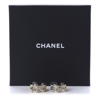 Chanel Metal Crystal Bow-tiful CC Hoop Earrings Gold 5 of 5
