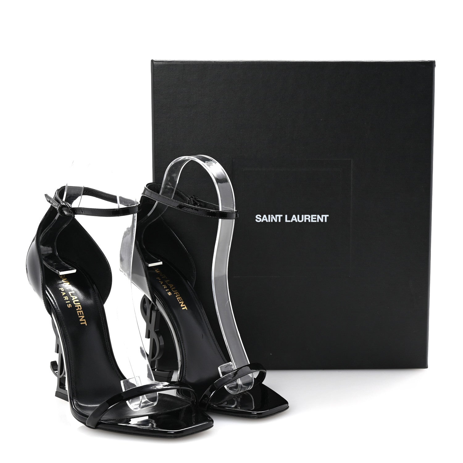 Saint Laurent Patent Calfskin Opyum 110 Sandals 37 Black 1674186