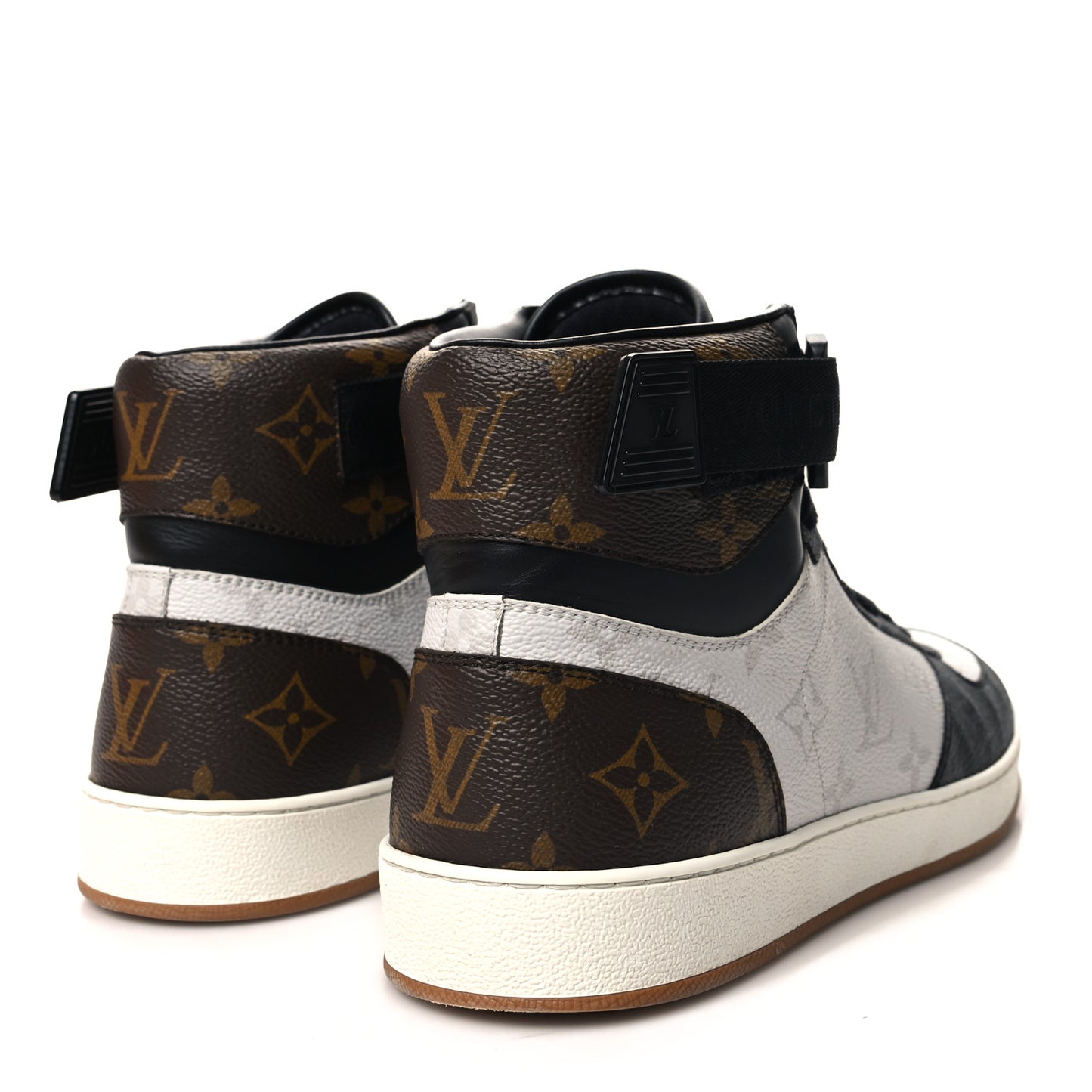 Calfskin Monogram Mens Rivoli High Top Sneakers 8 Black