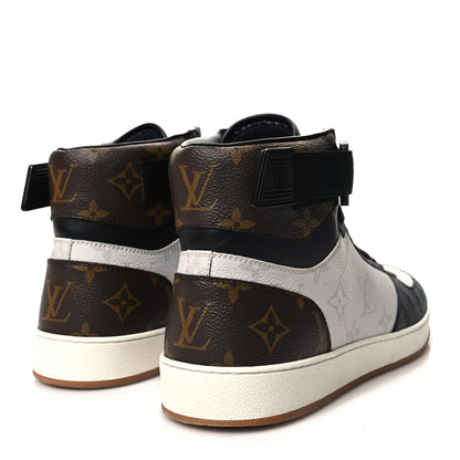 Louis Vuitton Calfskin Monogram Mens Rivoli High Top Sneakers 8 Black 4 of 9