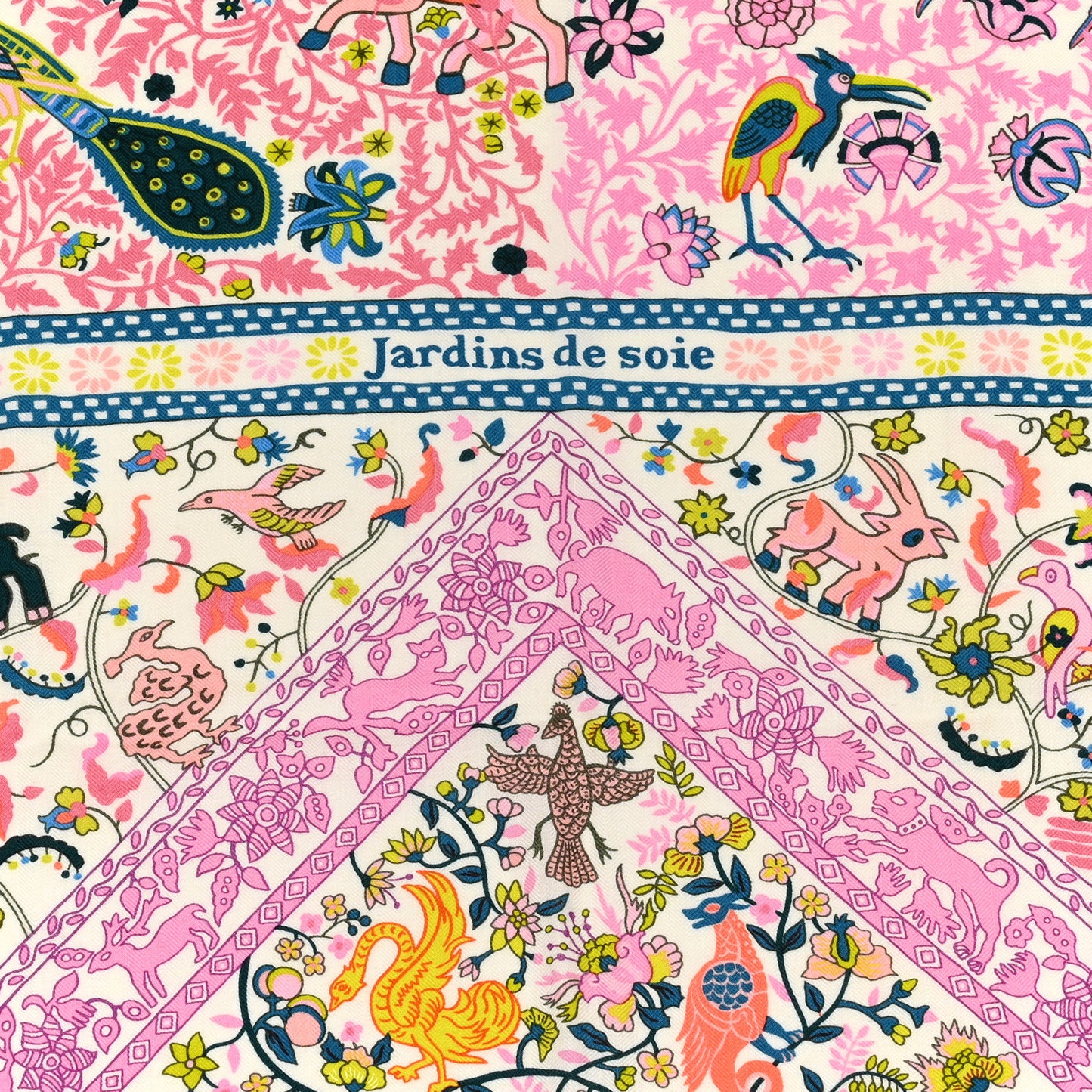 Cashmere Silk Jardins De Soie Shawl 140 Rose Bonbon Jaune