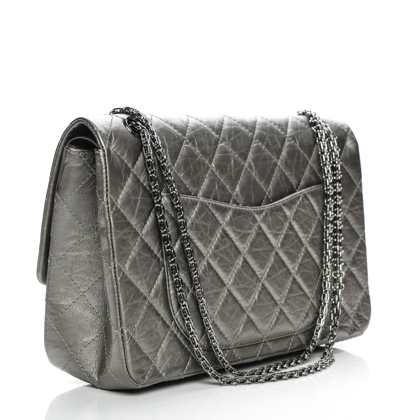 Metallic Aged Calfskin Quilted 2.55 Reissue 227 Flap Silver