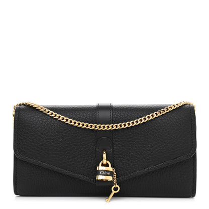Chloe Shiny Grained Calfskin Aby Wallet on Chain Black 1 of 9