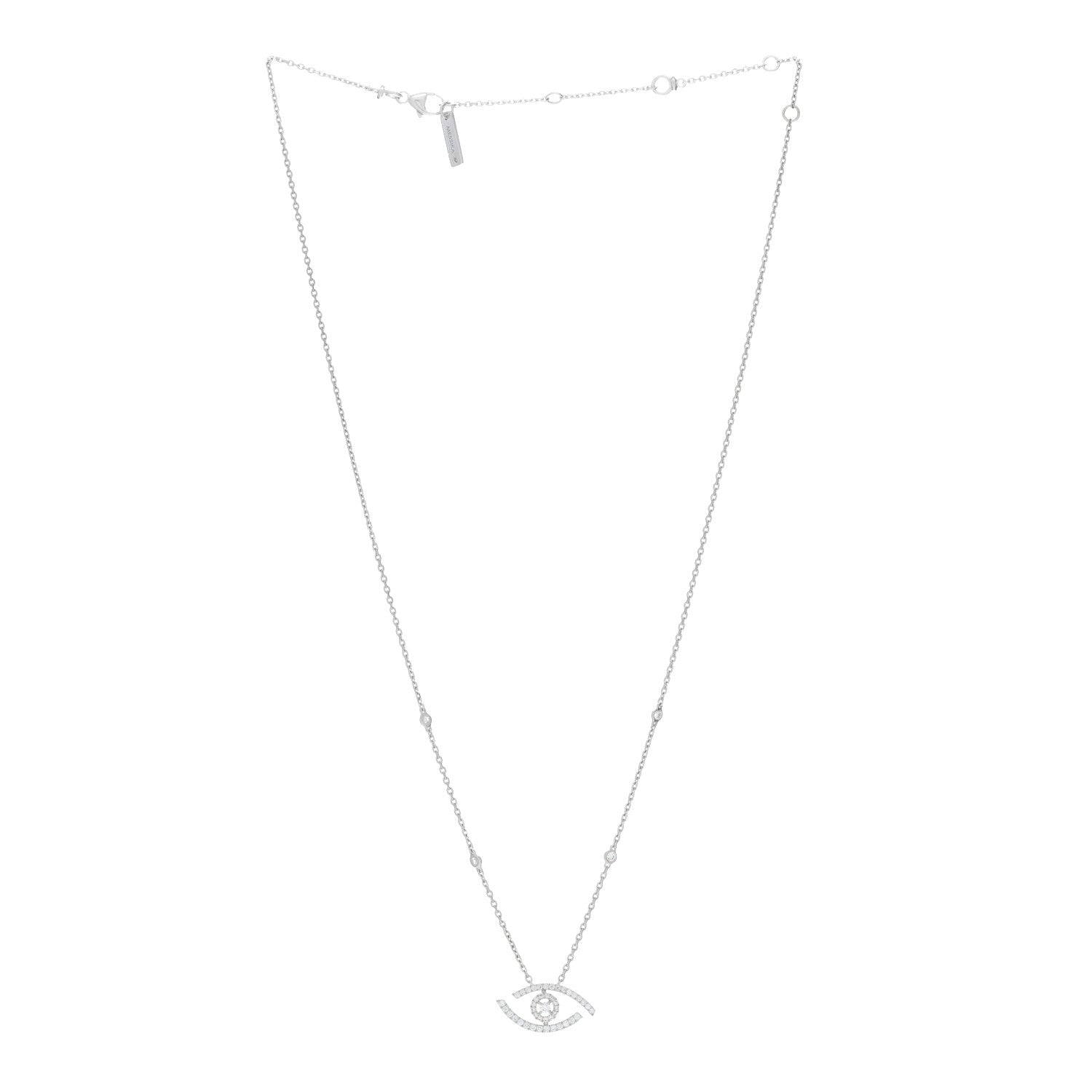 Messika 18K White Gold Diamond Lucky Eye Pave Necklace 2 of 4