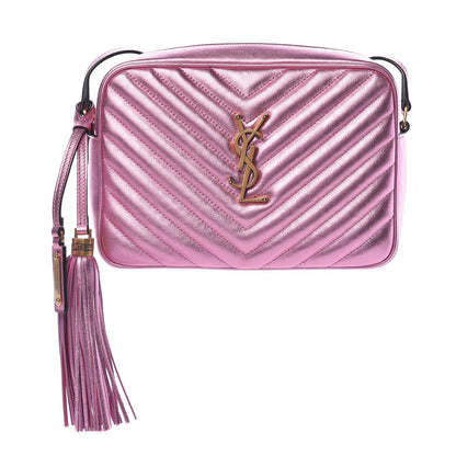 Saint Laurent Metallic Calfskin Matelasse Monogram Lou Camera Bag Vegas Pink 1 of 10