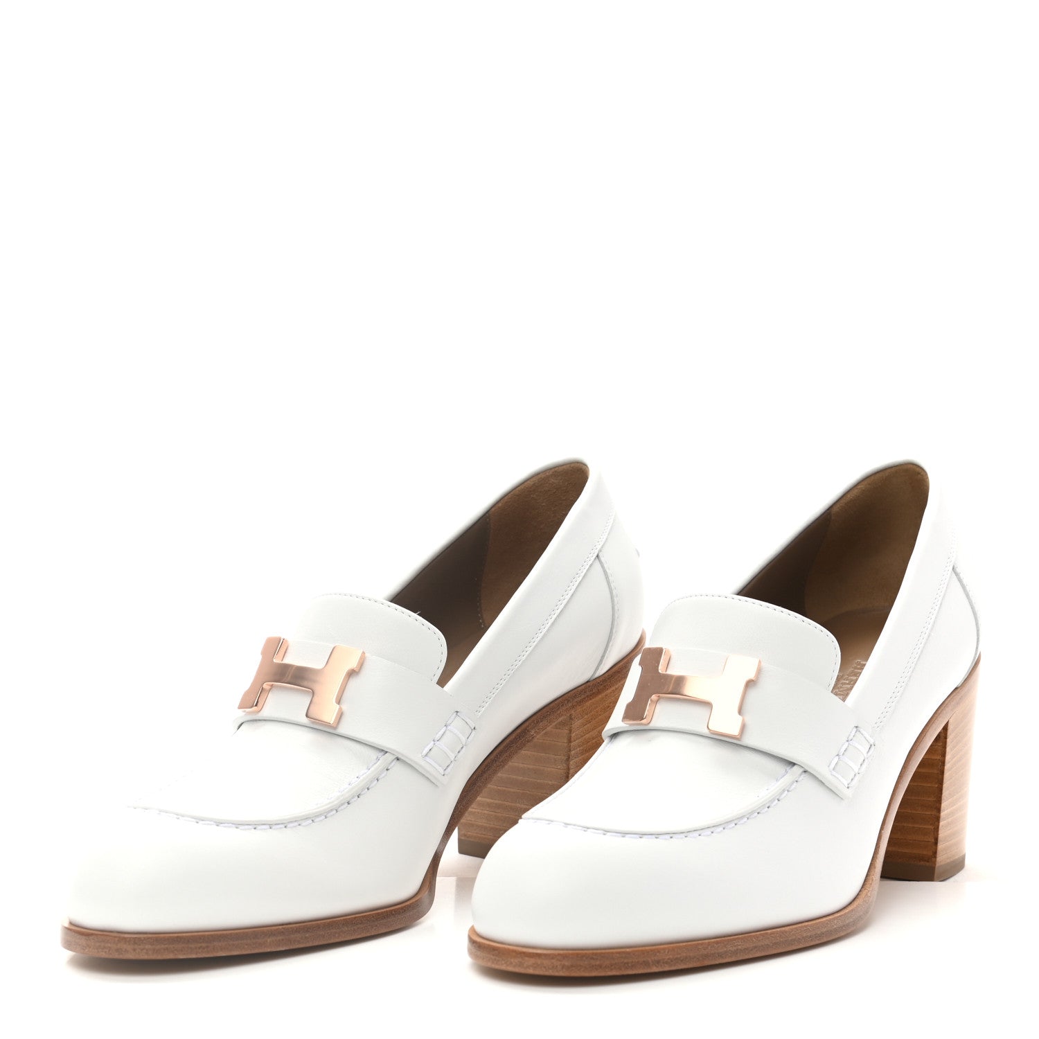 Hermes Calfskin Womens Dauphine 70 Moccasin Loafers 37 White 3 of 8