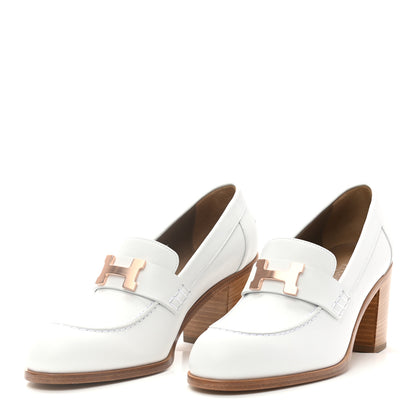 Hermes Calfskin Womens Dauphine 70 Moccasin Loafers 37 White 3 of 8