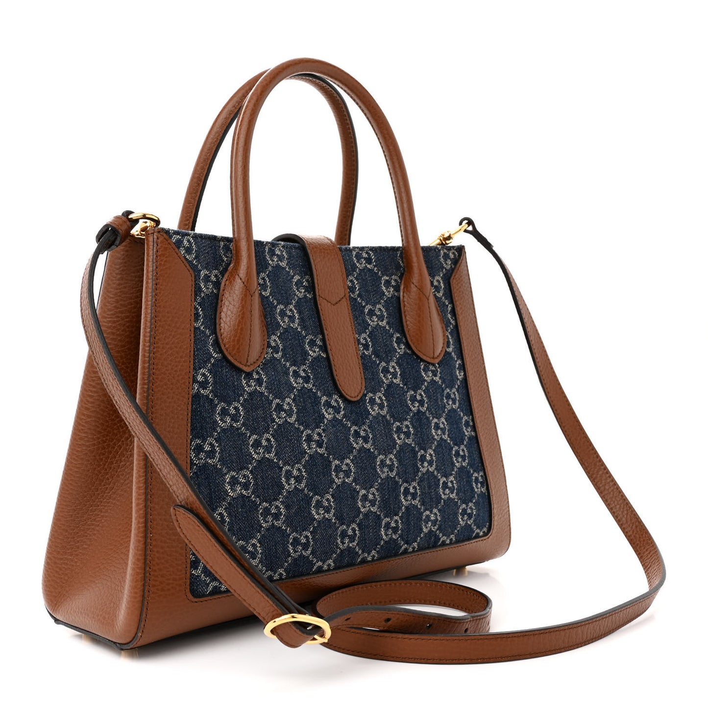 New Denim GG Monogram Dollar Calfskin Medium Jackie 1961 Tote Blue Tea Cuir Epilog