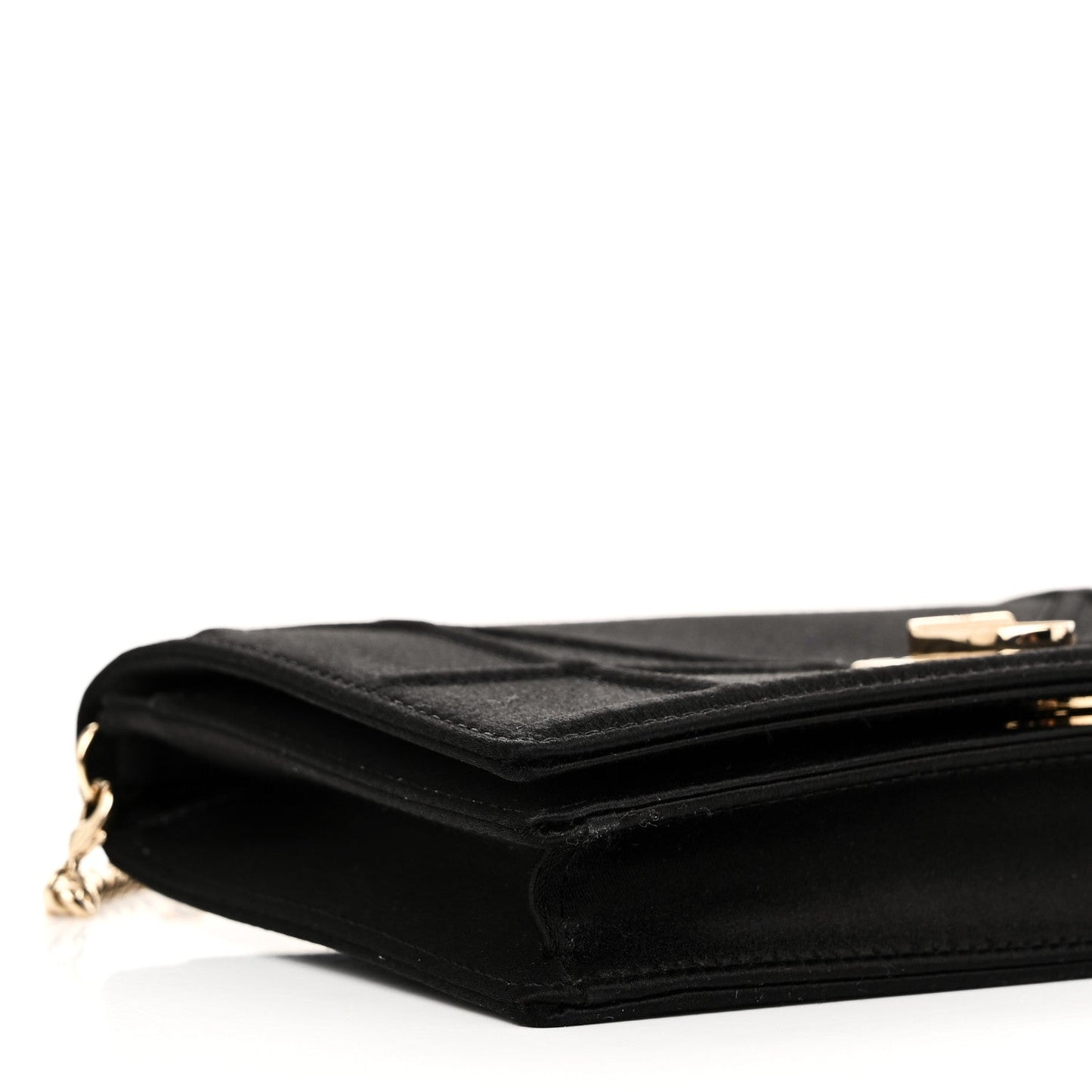 Satin Diorama Wallet on Chain Pouch Black