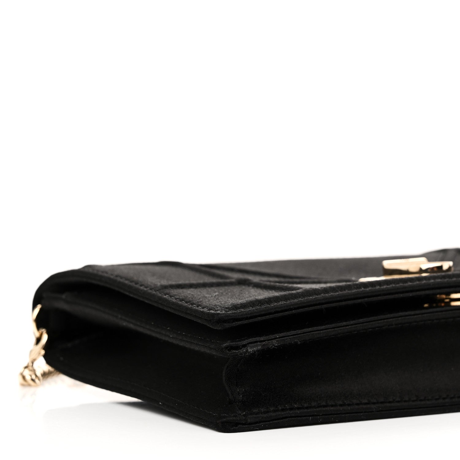Christian Dior Satin Diorama Wallet on Chain Pouch Black 8 of 9