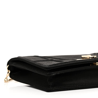 Christian Dior Satin Diorama Wallet on Chain Pouch Black 8 of 9