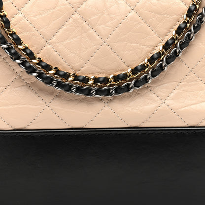 Chanel Aged Calfskin Quilted New Medium Gabrielle Hobo Beige Black 8 of 11