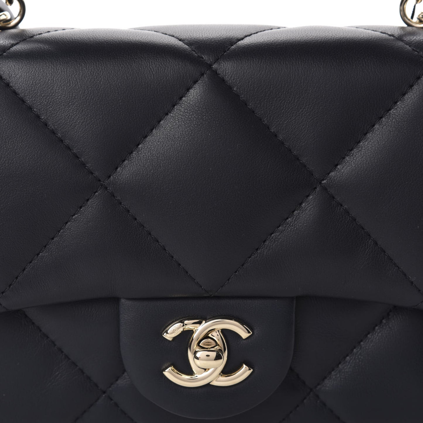 Lambskin Quilted Small Easy Carry Flap Navy