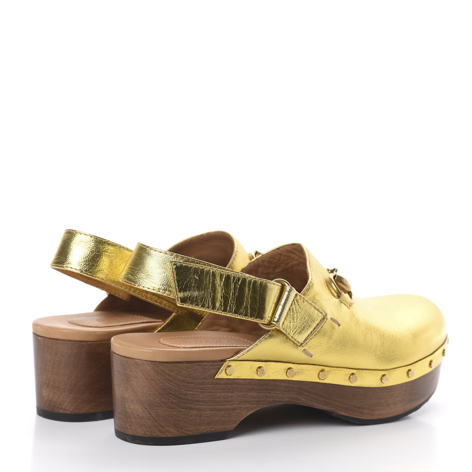 Gucci Metallic Nappa Horsebit Amstel Slingback Clogs 36 Oro Vecchio 7 of 7