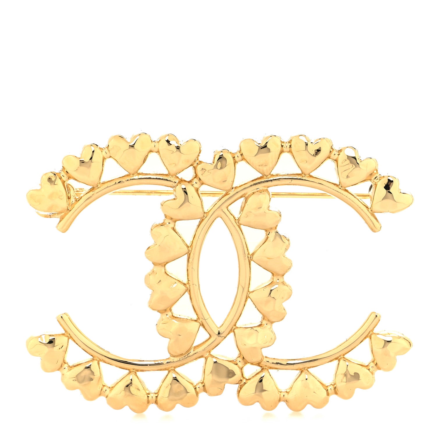 Chanel Metal CC Heart Brooch Gold 1 of 3