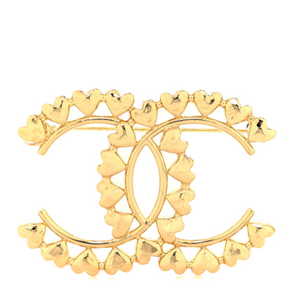 Chanel Metal CC Heart Brooch Gold 1 of 3