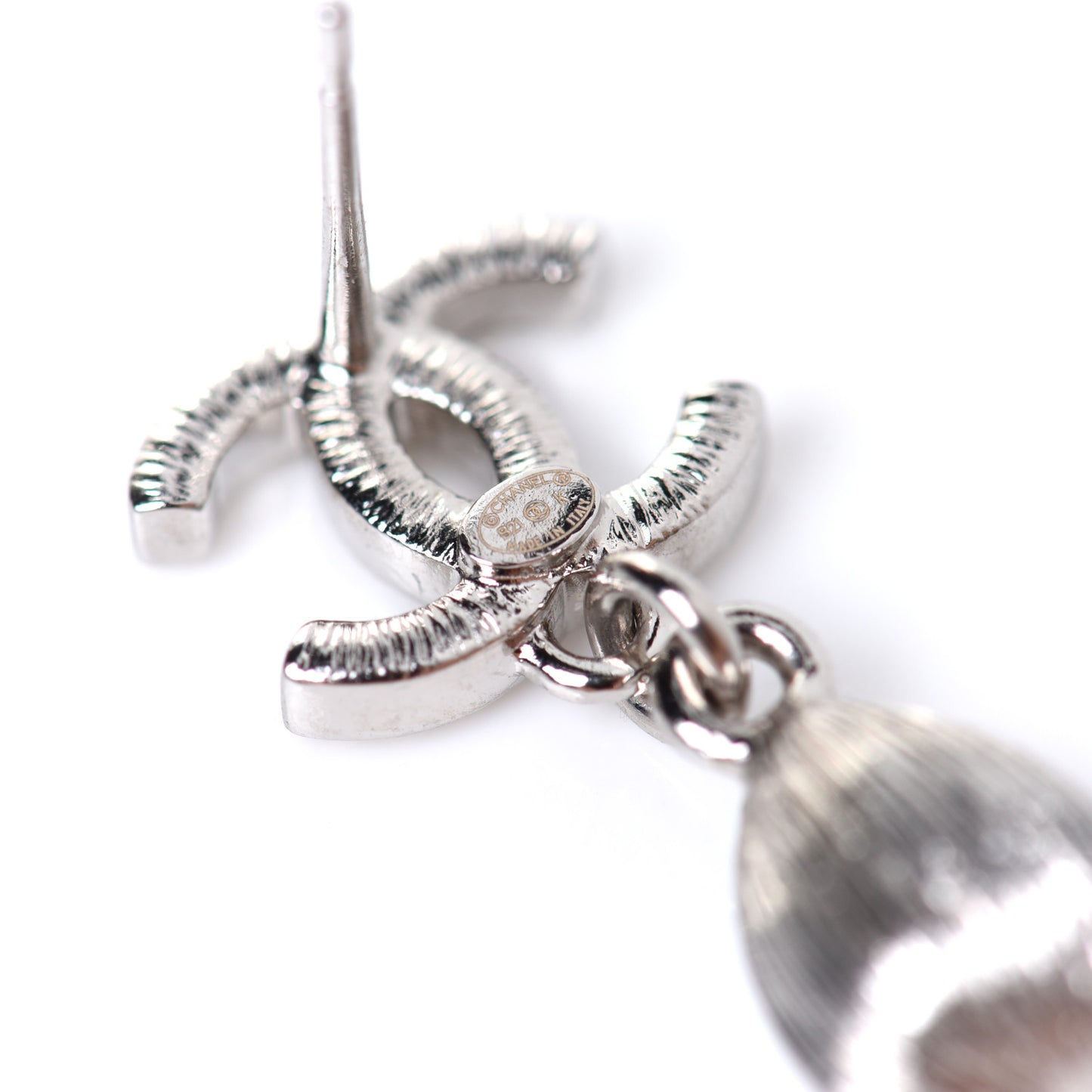 Crystal CC Teardrop Earrings Silver