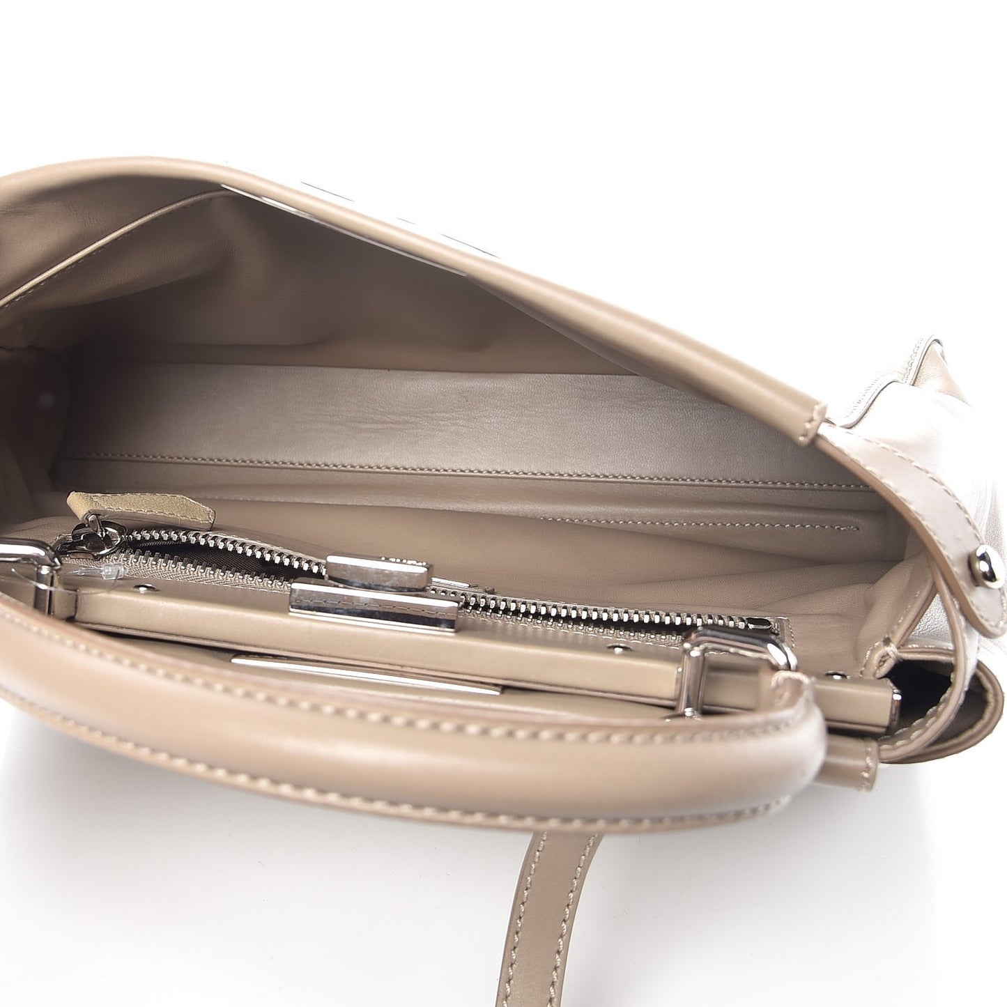 Vitello Morgan Shiny Nappa Medium Peekaboo Iconic Satchel Tortora