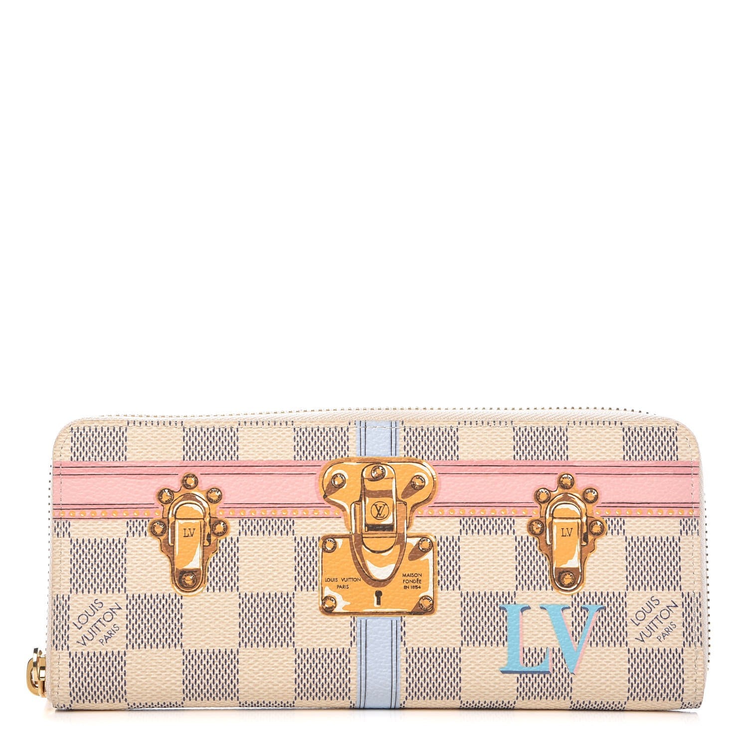 Louis Vuitton Damier Azur Summer Trunks Clemence Wallet 1 of 14