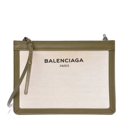 Balenciaga Cotton Canvas Pochette Crossbody Bag Vert Militaire 1 of 21